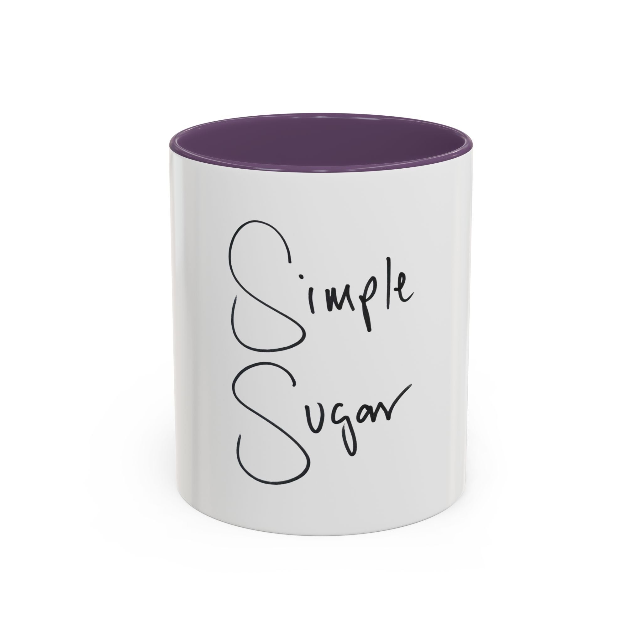 Simple Sugar Accent Coffee Mug — Minimal Script Ceramic 11/15oz