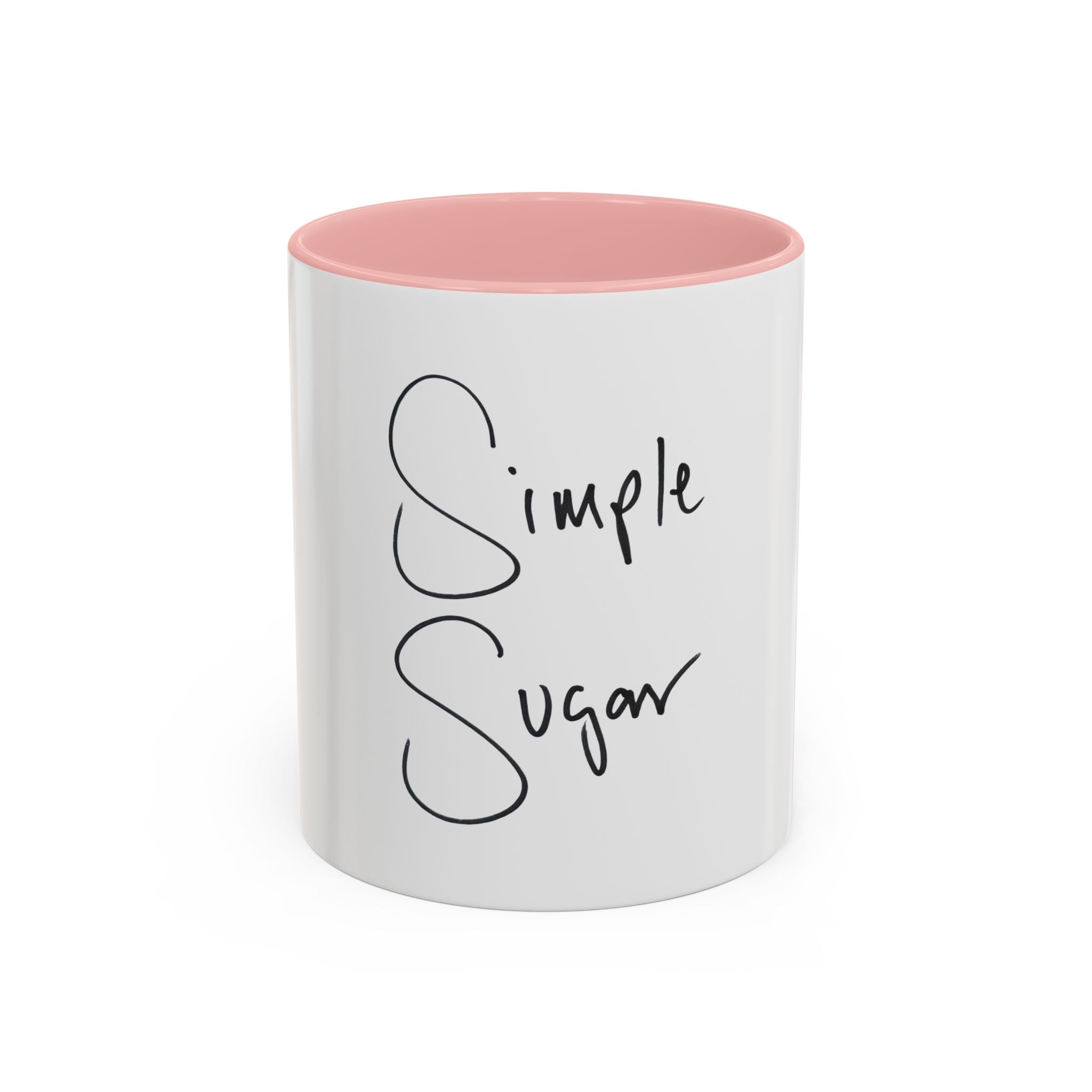 Simple Sugar Accent Coffee Mug — Minimal Script Ceramic 11/15oz