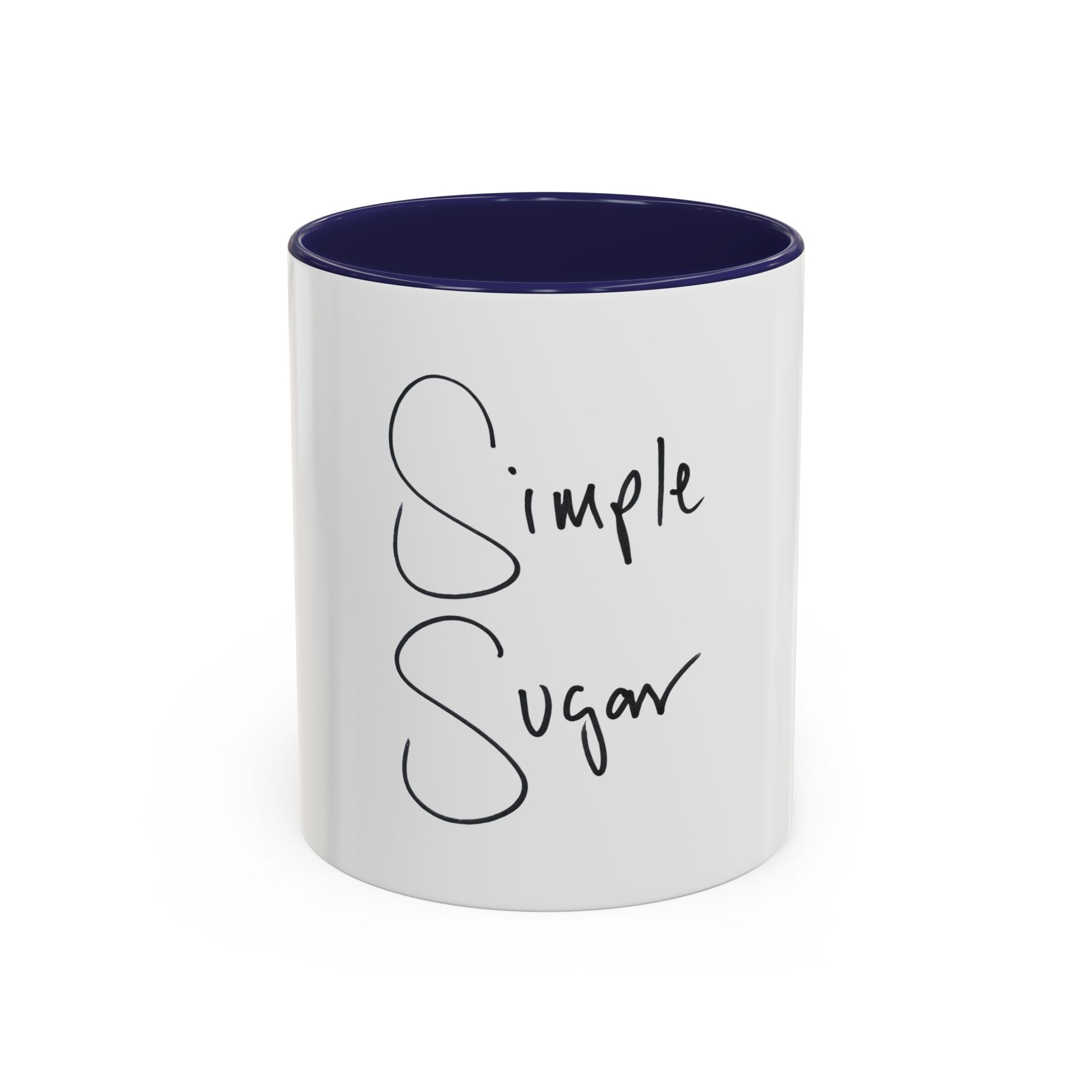 Simple Sugar Accent Coffee Mug — Minimal Script Ceramic 11/15oz