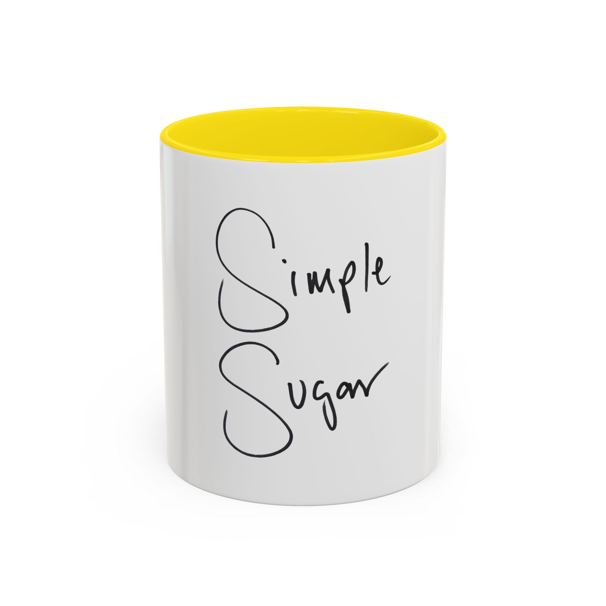 Simple Sugar Accent Coffee Mug — Minimal Script Ceramic 11/15oz