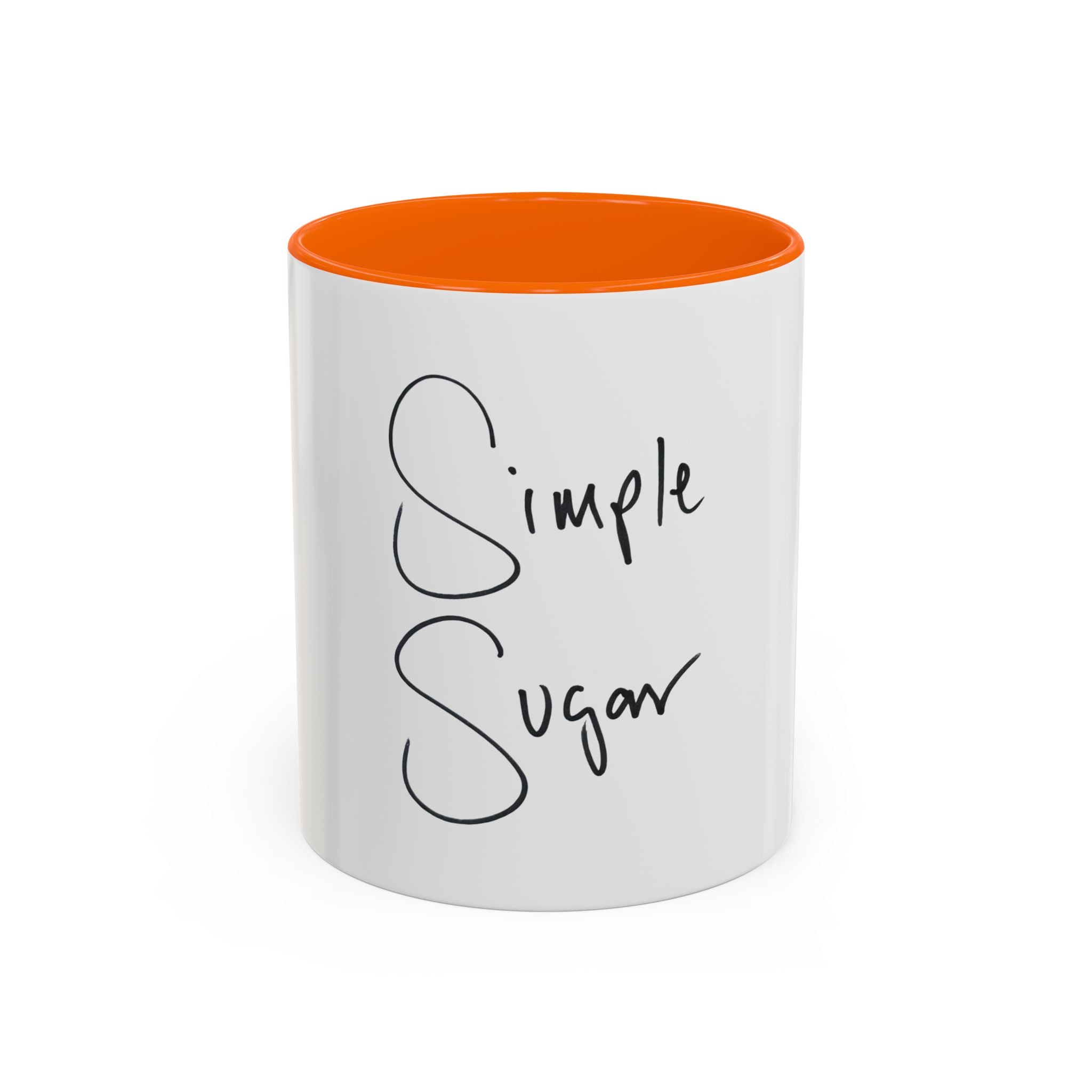 Simple Sugar Accent Coffee Mug — Minimal Script Ceramic 11/15oz