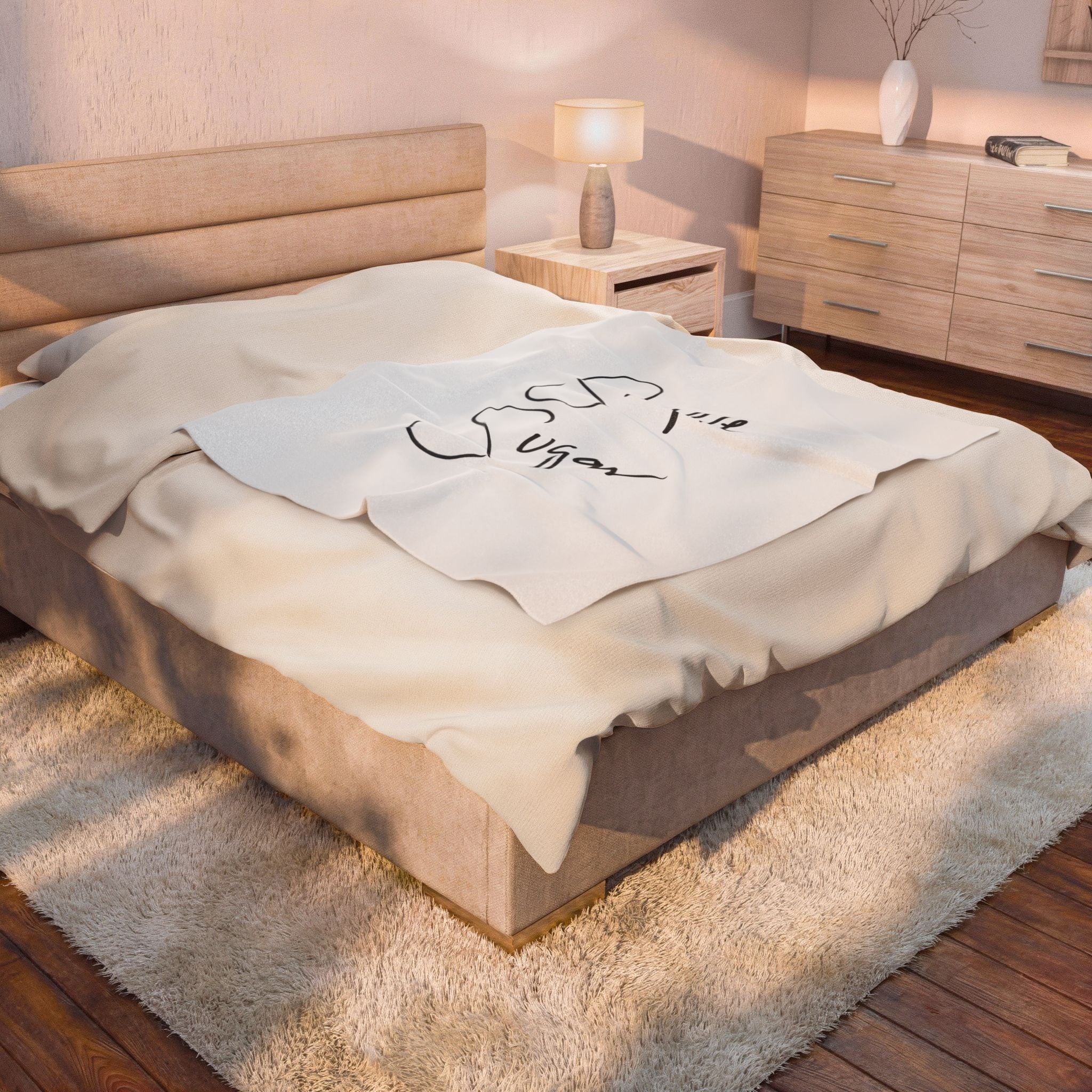 Simple Sugar Velveteen Plush Blanket – Cozy Script Throw Blanket