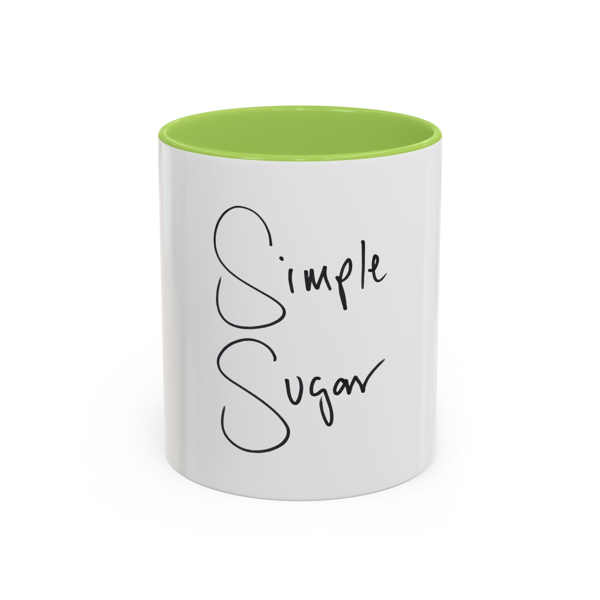 Simple Sugar Accent Coffee Mug — Minimal Script Ceramic 11/15oz