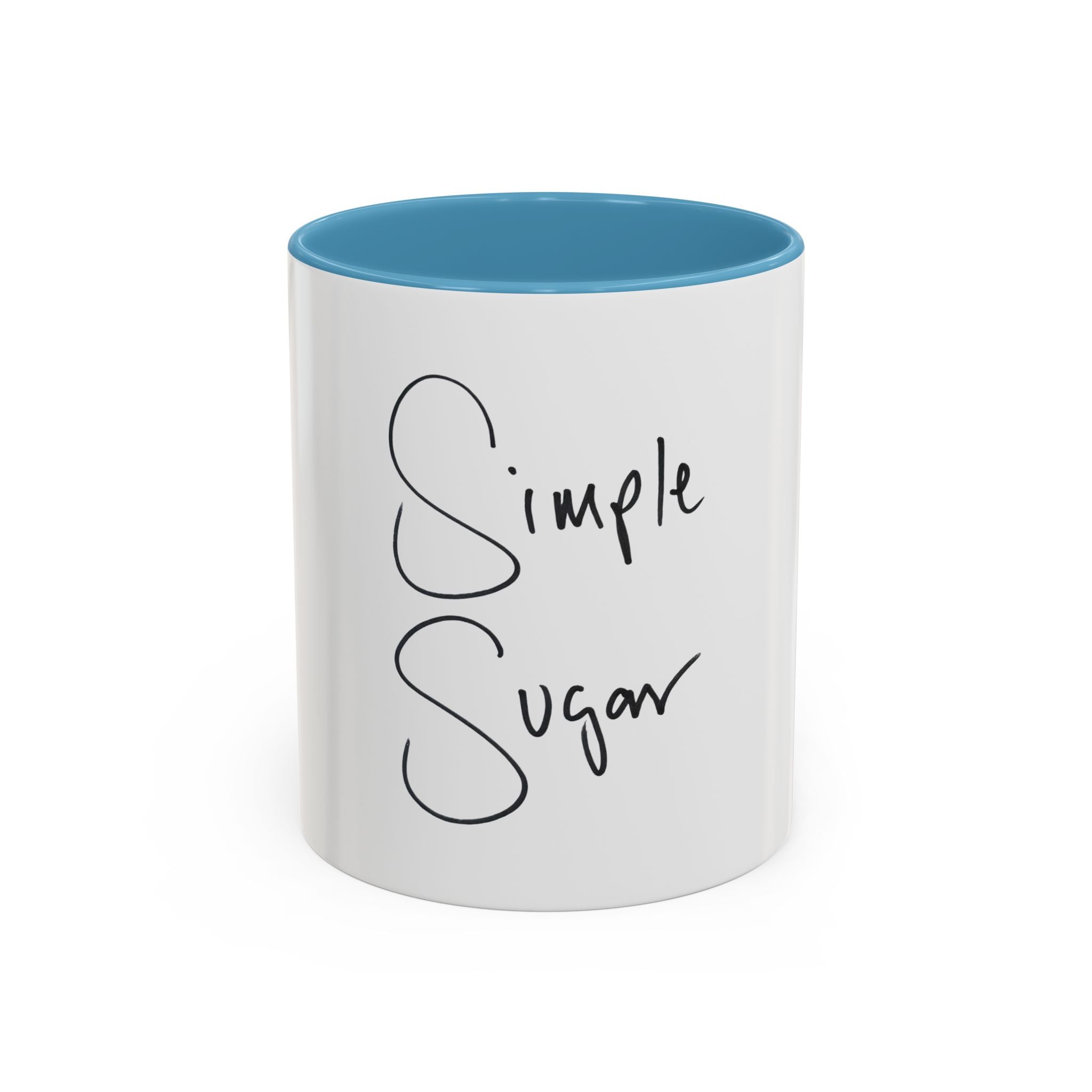 Simple Sugar Accent Coffee Mug — Minimal Script Ceramic 11/15oz