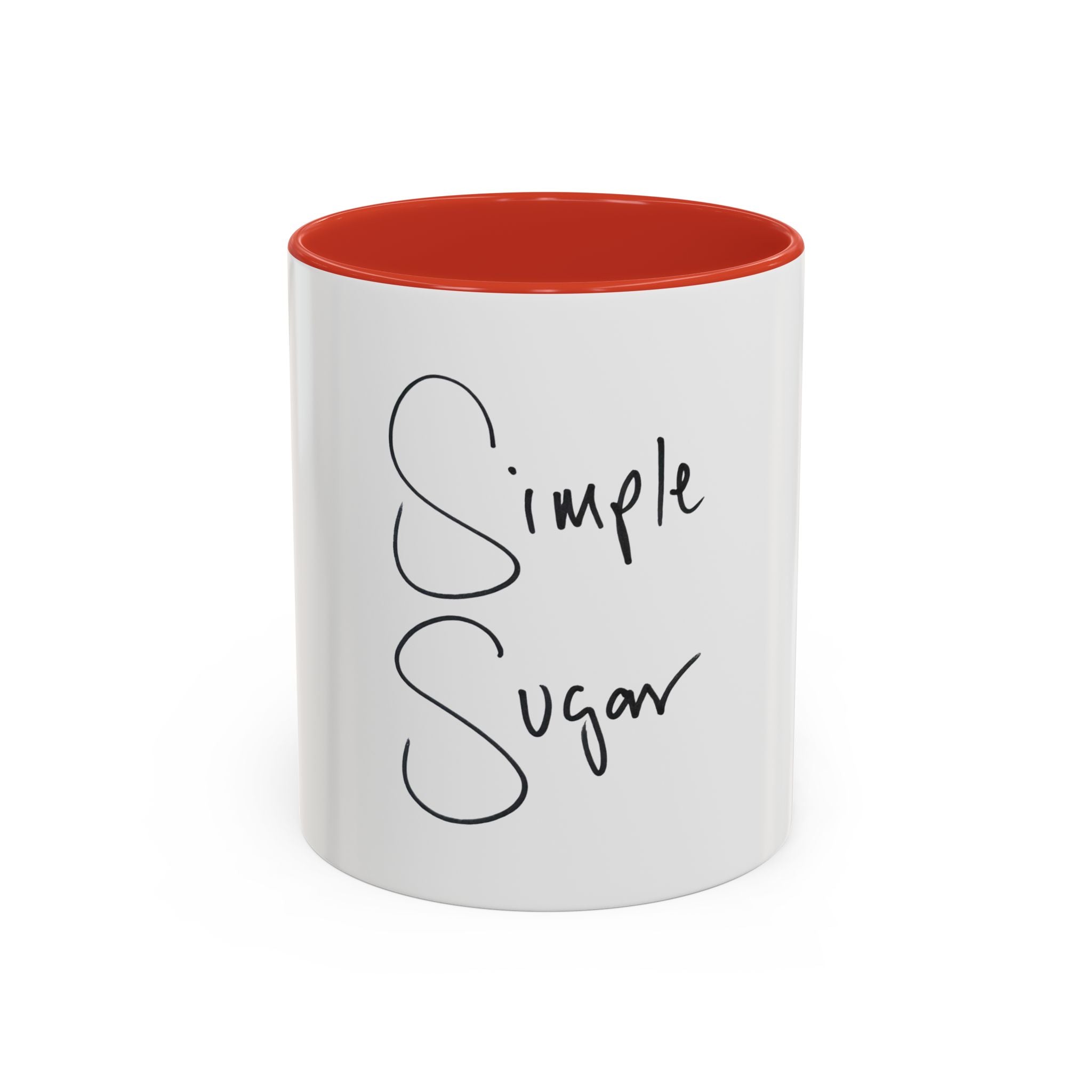 Simple Sugar Accent Coffee Mug — Minimal Script Ceramic 11/15oz